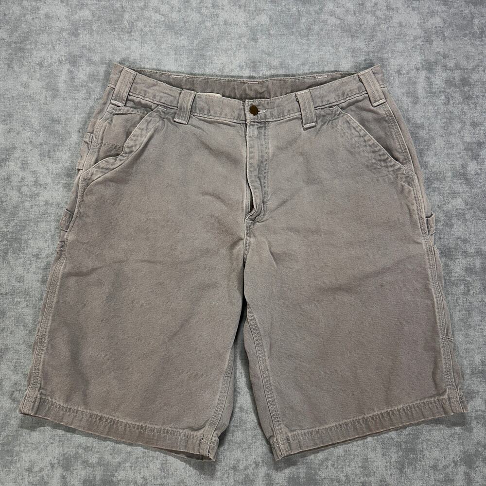 VTG Y2K Carhartt B163 grey carpenter utility work shorts loose fit mens 36